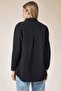 Women's Black Oversized Long Basic Shirt - 4