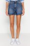 Koyu Mavi Yüksek Bel City Boy Denim Şort TWOSS23SR00199 - 4