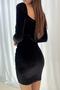Velvet Gathered Front Sweetheart Neck Mini Dress - 3