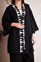 Women's Black Jacket Trousers Kimono 2-Piece Set - 2