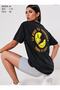 Take It Easy Printed Black Oversize T-Shirt