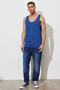 Men's Light Navy Blue Slim Fit Narrow Cut Crew Neck Sports Athlete T-Shirt - 2