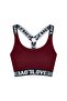 Burgundy Cotton Love Rubber Ring Detailed Padded Women's Bustier