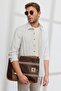 Men's Khaki Slim Fit Narrow Cut Classic Collar 100% Cotton Striped Shirt - 6