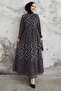 Nessa Floral Belted Chiffon Dress - Black