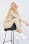 Women's Beige Home Textile Seasonal Long Sleeve Camisole Ribbed Suit - 8