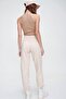 Light Beige Basic Sweatpants with Elastic Waist and Cuffs Alc-X5902 - 5