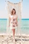 Chained Floral Pattern Women's 100% Cotton V-Neck Pareo / Beach Dress - 4