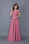Women's Strappy Off-Shoulder Detail Maxi Length Flared Dried Rose Evening Dress Engagement and Graduation Dress