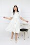 Waiter Boy Neck Buttoned Dress - 6