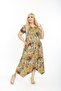 Plus Size Women's Relaxed Cut Patterned Short Sleeve Asymmetrical Viscose Combed Cotton Dress - 4