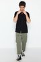 Black Slim Fit Judge Collar Short Sleeve Knitted Pique Summer Shirt Tmnss22Go0025 - 2