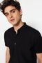 Black Slim Fit Judge Collar Short Sleeve Knitted Pique Summer Shirt Tmnss22Go0025 - 3