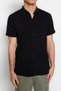 Black Slim Fit Judge Collar Short Sleeve Knitted Pique Summer Shirt Tmnss22Go0025 - 4