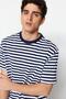 Navy Blue Oversize/Wide Cut Striped Short Sleeve T-Shirt Tmnss20Ts0511 - 5
