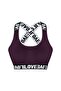 Purple Cotton Love Rubber Cross Strap Women's Bustier with Pads