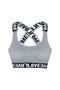 Gray Cotton Love Rubber Cross Strap Women's Bustier with Pads