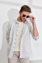 Men's Khaki Slim Fit Narrow Cut Classic Collar 100% Cotton Striped Shirt