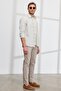 Men's Khaki Slim Fit Narrow Cut Classic Collar 100% Cotton Striped Shirt - 5