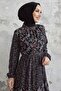 Nessa Floral Belted Chiffon Dress - Black - 2