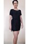 Black Side Draped Tied Black Combed Viscose Mini Pencil Dress - 7
