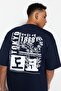 Lacivert Oversize/Geniş Kesim Uzak Doğu Baskılı Kısa Kol %100 Pamuklu T-Shirt TMNSS23TS00170 - 3