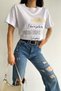Women's White n Embroidery And Sequin Embroidered Cotton T-Shirt - 5