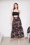 Floral Patterned Long Lined Pleated Skirt, Pleated Skirt, Mother's Gift Skirt, Crepe Skirt, Hijab Skirt - 2