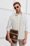 Men's Khaki Slim Fit Narrow Cut Classic Collar 100% Cotton Striped Shirt - 2