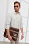 Men's Khaki Slim Fit Narrow Cut Classic Collar 100% Cotton Striped Shirt - 4