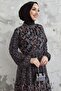 Nessa Floral Belted Chiffon Dress - Black - 3