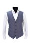 Men's Vest V-Neck Navy Blue Plaid 50489