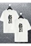 Unisex Women Men Heart Motorcycle Enthusiasts Lover Couple Combination Design Oversize Tshirt 2-Piece