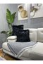 Plush Throw Pillow Cover Imported Premium Fabric - black