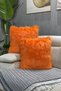 Plush Throw Pillow Cover Imported Premium Fabric - orange - 2