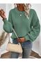 Selanik Knitted Sleeve Motif Crew Neck Green Knitwear Sweater - 2