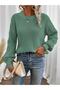 Selanik Knitted Sleeve Motif Crew Neck Green Knitwear Sweater - 3