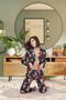Bella Model Black Red Floral Long Sleeve Women's Pajama Set - 2
