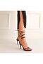 Women's Black Thin Single Strap Heel Sandals Shoes Ankle Lace Up Cross High Pointed Evening Dress
