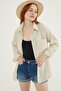 Women's Cream Light Oversize Linen Shirt - 2
