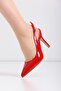 Limar 8.5 Cm Red Snakeskin Patterned Stiletto Pointed Toe Women's Heeled Shoes