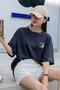 Plus Size Unisex Navy Blue Mountain Sunday Printed Crew Neck Oversize T-shirt - 4