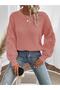 Selanik Knitted Sleeve Motif Crew Neck Powder Knitwear Sweater