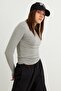 Women's Light Gray Finger Detailed Bodysuit - 4