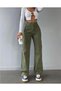 Women's Khaki High Waist Wide Leg Cargo Pants - 3