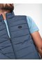 Men's Stand Collar Insulated Zippered Blue Vest with Brand Logo - 4