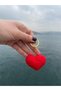 Red Knitted Heart Shaped Amigurumi Keychain - Gift - Amigurumi Heart Keychain