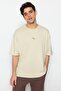 Stone Oversized/Wide Cut Crew Neck Short Sleeve Dino Embroidered T-Shirt TMNSS23TS00243