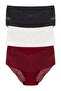 3-Piece Large Size Cotton Bato Women's Panties with Lace Front and Back