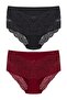 2-Piece Large Size Cotton Bato Women's Panties with Lace Front and Back